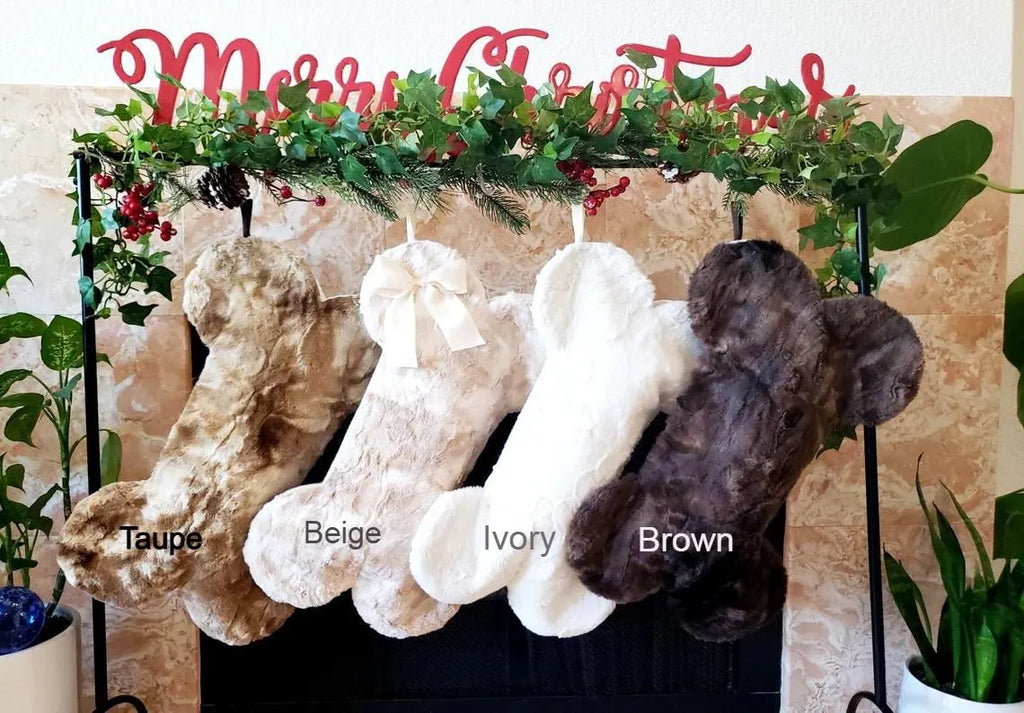 Personalized Faux Fur Dog Christmas Stocking – Handmade Holiday Pet Stocking